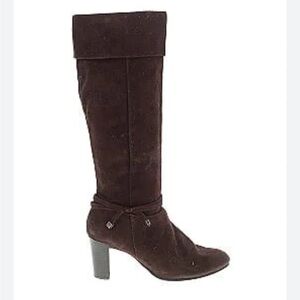 Predictions Brown Faux Suede Knee High Heel Boots Classic